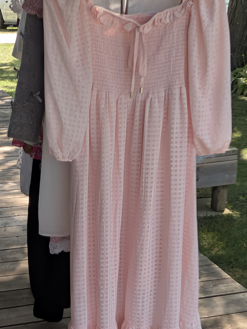 SHEIN Light Pink Smocked Midi Dress
